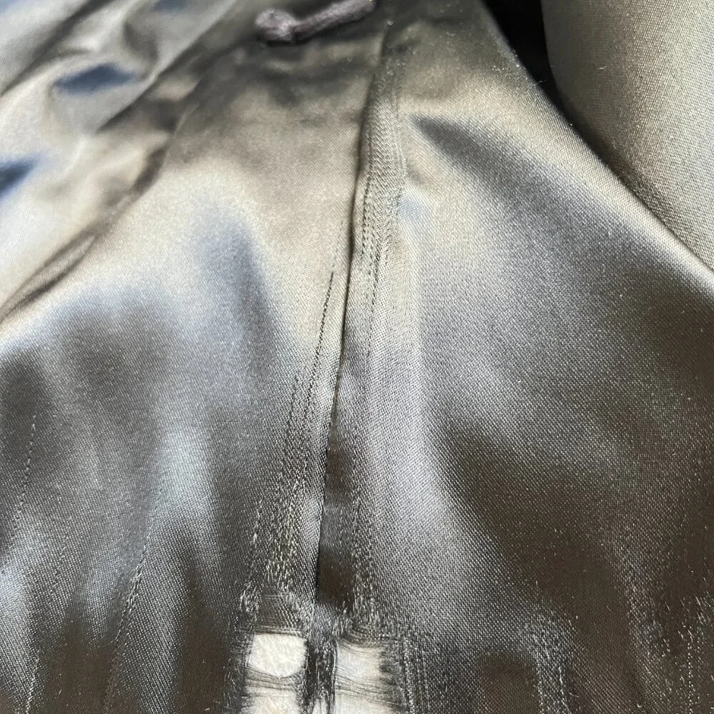 Shearling Trim Collar Black Wool Aviator Jacket - Picture 7 of 8